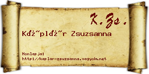 Káplár Zsuzsanna névjegykártya